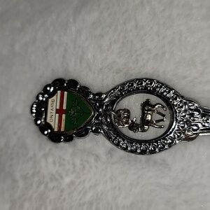 Algonquin Park Ontario Souvenir Spoon silver tone/ provincial crest and moose